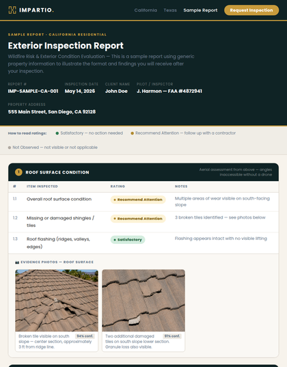 Sample California inspection report preview